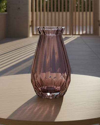 Ribbed Mauve Glass Vase