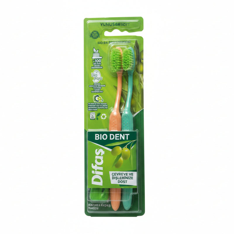 Difaş Bio Dent Umweltfreundliche Zahnbürsten (2er-Pack)