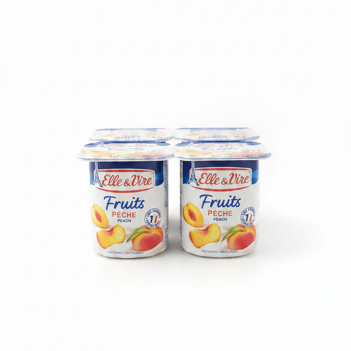 Elle & Vire Fruits Pêche (Peach) Pasteurized Yogurt / Dairy Dessert/1Piece