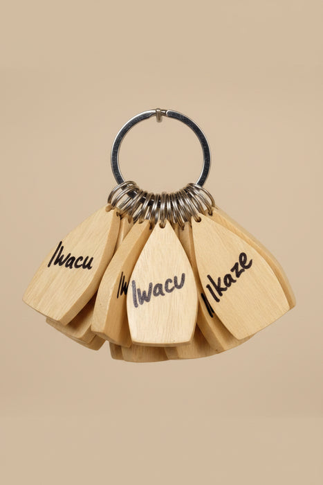 Handcrafted Rwandan Wooden Keychain Iwacu & Ikaze