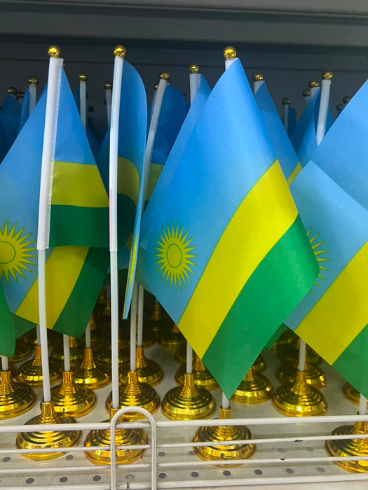 Rwanda Desk Flag with Golden Stand 1pc