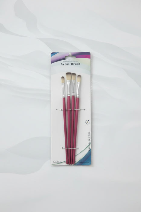 4-Piece Flat Tip Artist Paint Brush Set