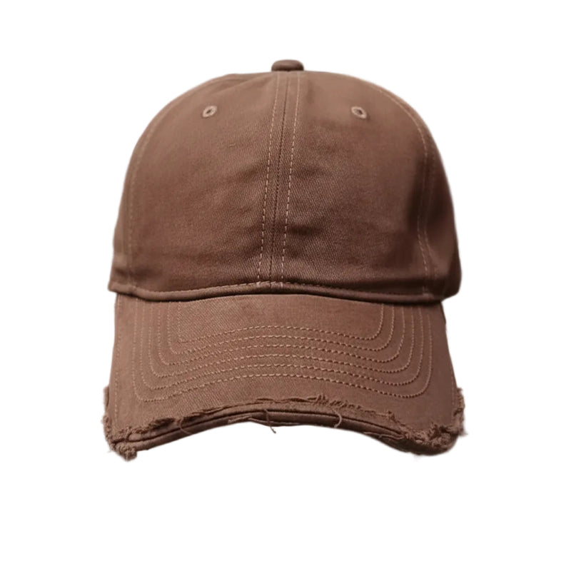 Brow Distressed Cotton Baseball Cap