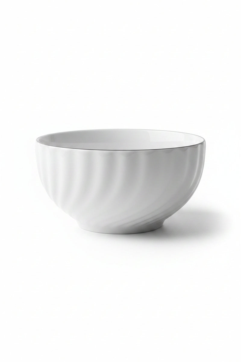 White Ceramic Fluted Ribbed Bowl Small