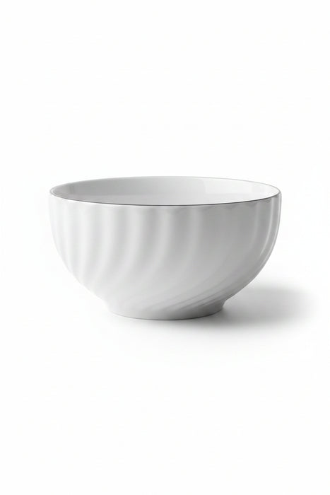 White Ceramic Fluted Ribbed Bowl Small