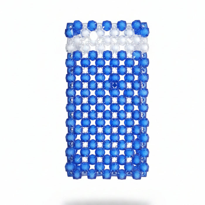 Handmade Blue and White Beaded Pen Pouch