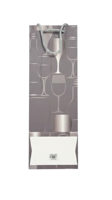 Silver Wine & Glass Pattern Bottle Gift Bag 26*32*10 cm