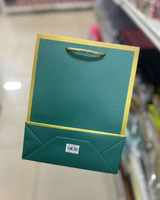 Emerald Green Gold-Bordered Paper Gift Bag (31*32*10 cm)