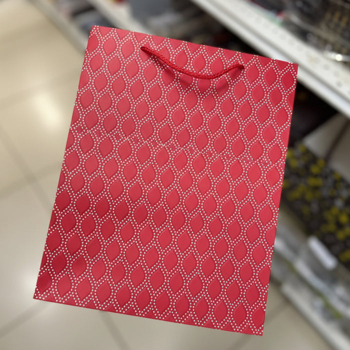 Red Geometric Leaf Pattern Paper Gift Bag (31*32*10 cm)