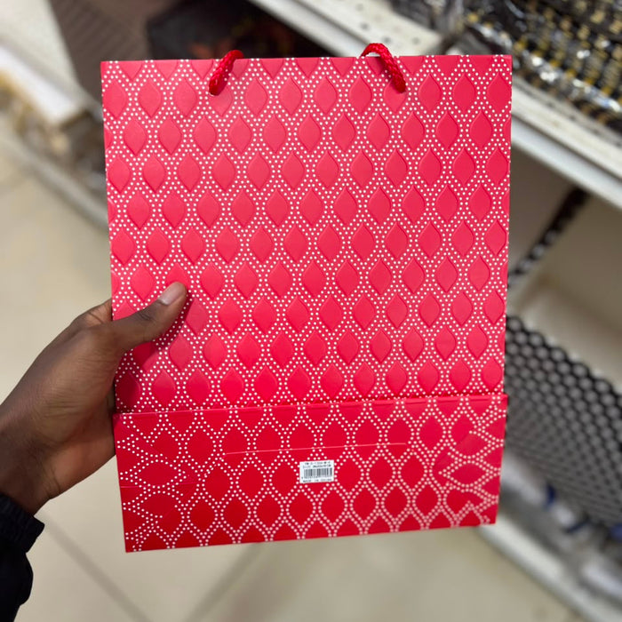 Red Geometric Leaf Pattern Paper Gift Bag (31*32*10 cm)