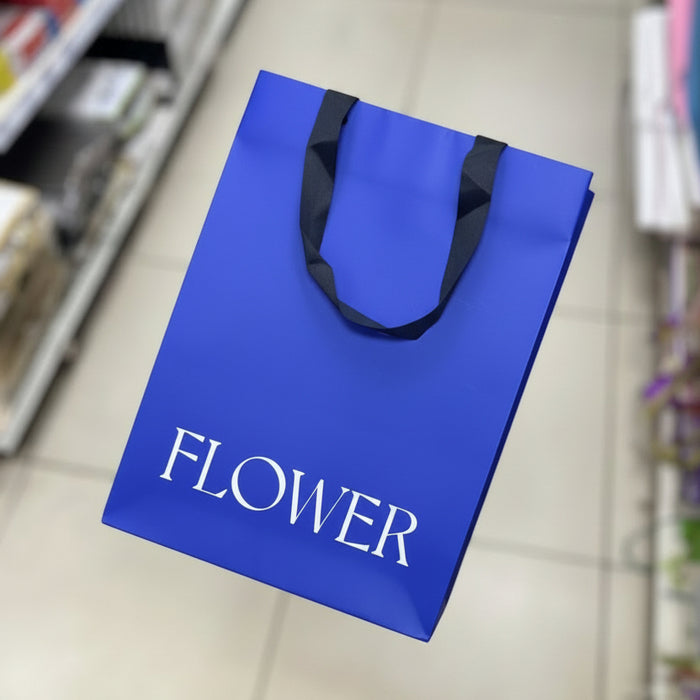 Royal Blue "FLOWER" Paper Gift Bag 30*32*10 cm