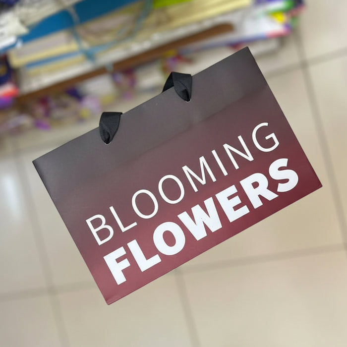 Blooming Flowers Matte Black Gift Bag (31*32*10 cm)