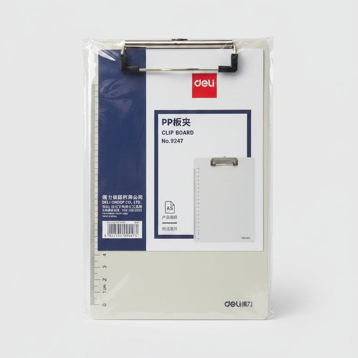 Deli Plastic Clipboard with Ruler (A5 Size)