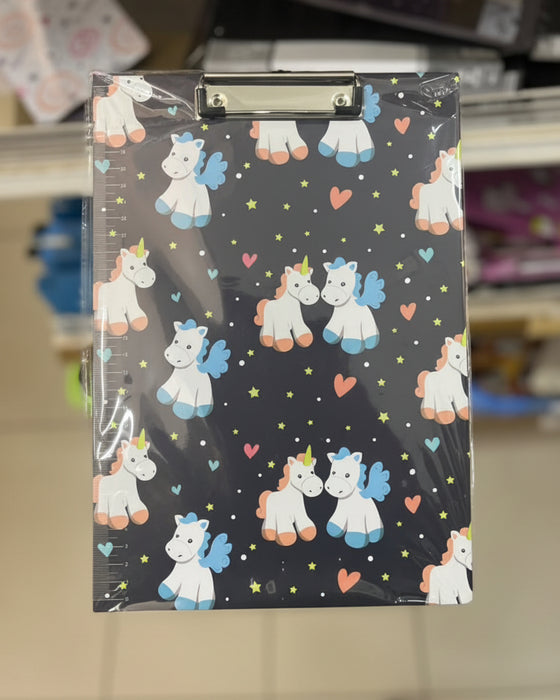Unicorn Pattern Plastic Clipboard A4