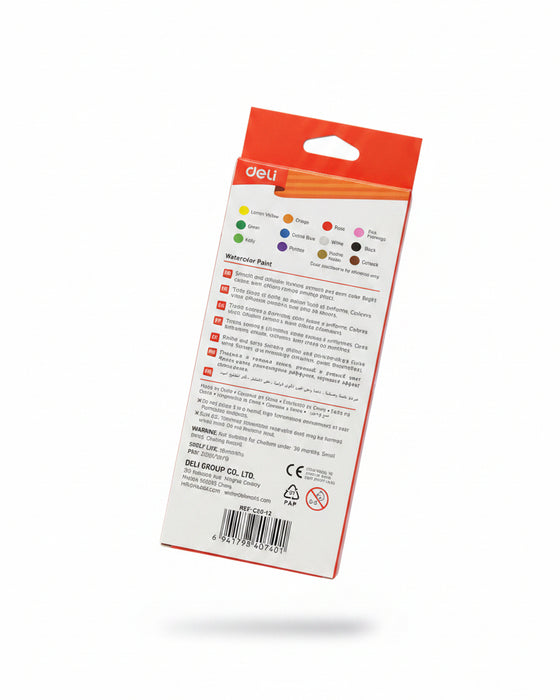 Deli ColoRun 12-Color Watercolor Paint Set