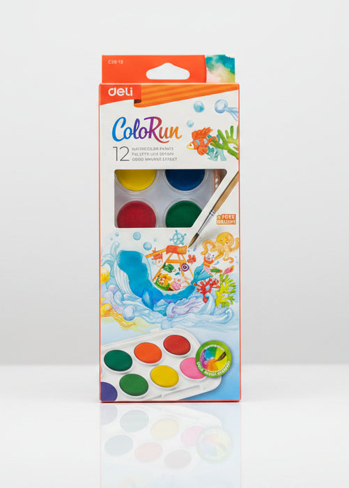 Deli ColoRun 12-Color Watercolor Paint Set