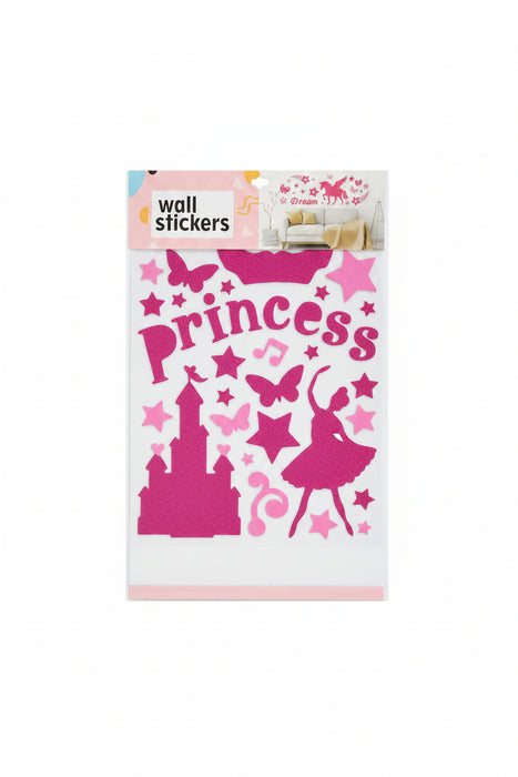 Glittery Pink Princess Castle & Ballerina Wall Sticker Sheet A2