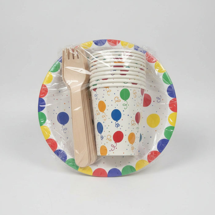 Disposable Polka-Dot Party  Happy Birthday Tableware Set