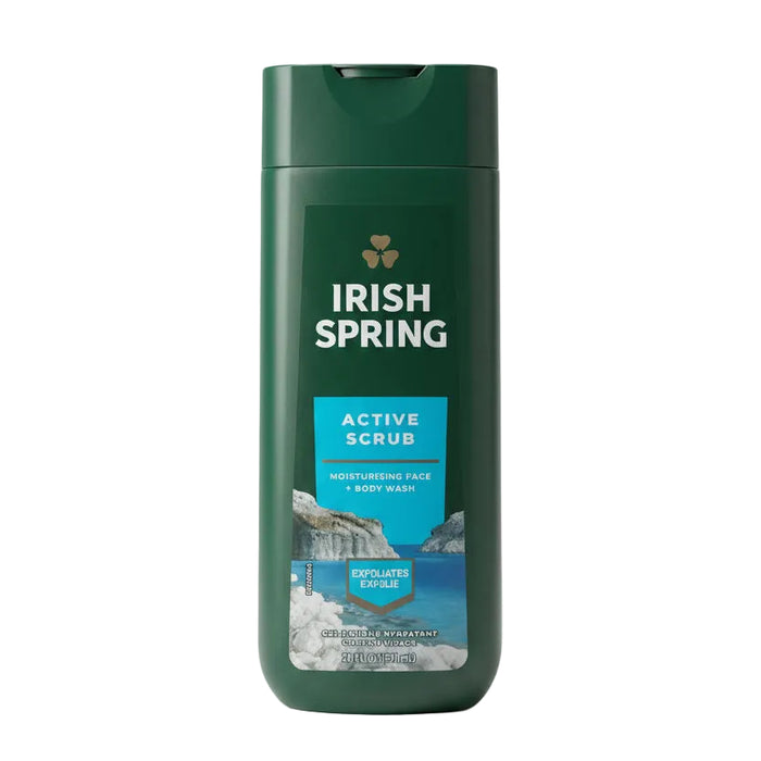 Irish Spring Active Scrub Moisturizing Face + Body Wash 591ML