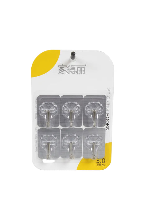 JIADELI Clear Flower-Shaped Adhesive Wall Hooks (6-Pack)