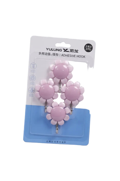 YULONG Flower-Shaped Self-Adhesive Wall Hooks (4-Pack)