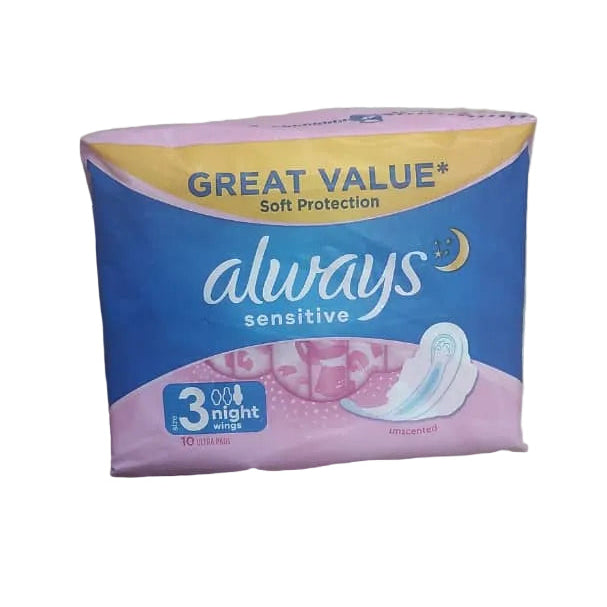 Always Sensitive Ultra Night Sanitary Pads/10 Pieces