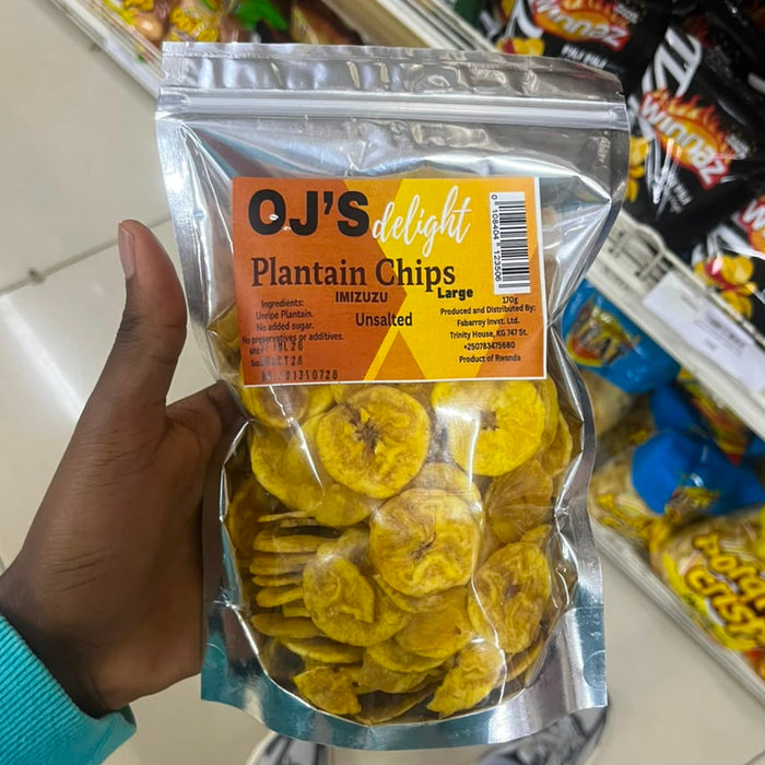 OJ's Delight Plantain Chips (Imizuzu) - Unsalted 170g