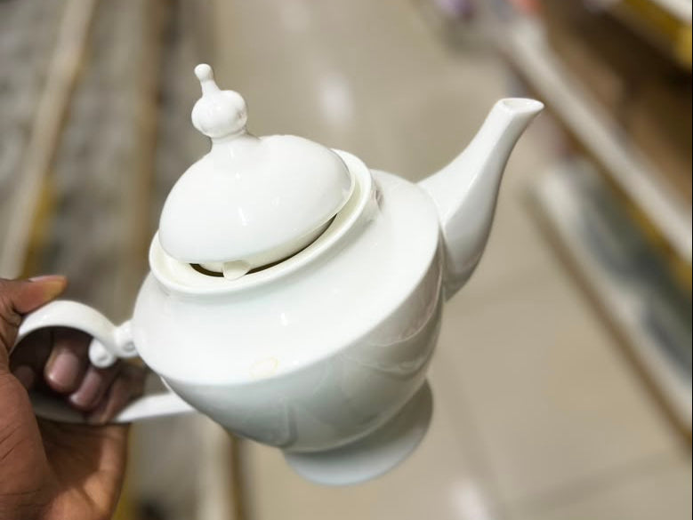 Classic White Ceramic Teapot