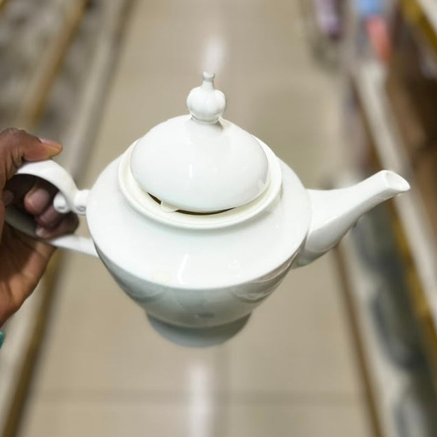 Classic White Ceramic Teapot
