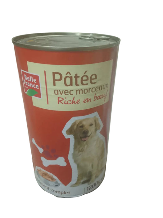 Belle France Pâtée avec morceaux Riche en bœuf (Wet Dog Food Paté with Beef Chunks)1.2kg