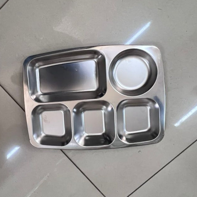 Stainless Steel 5-Compartment Mess Tray