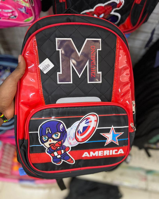 Captain America Quilted Black and Red Backpack