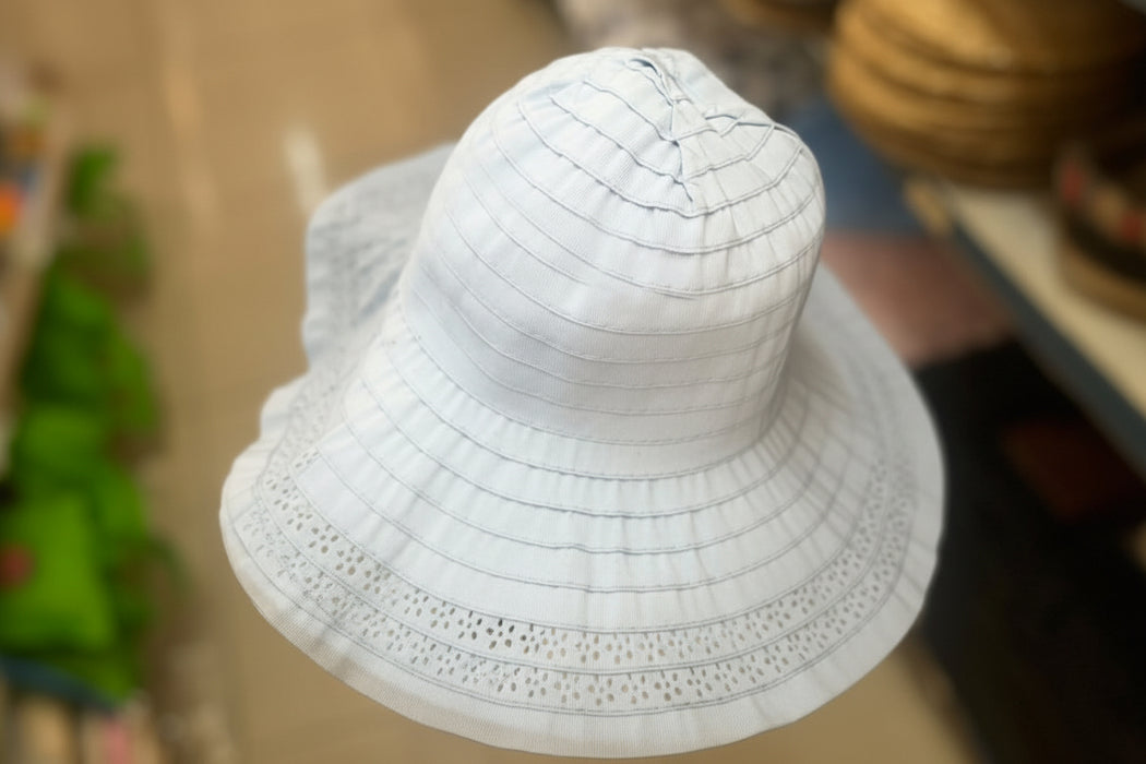 Light Blue Eyelet Fabric Sun Hat