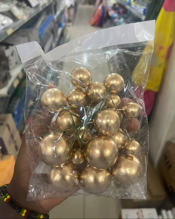 Metallic Gold Mini Ball Cake Toppers