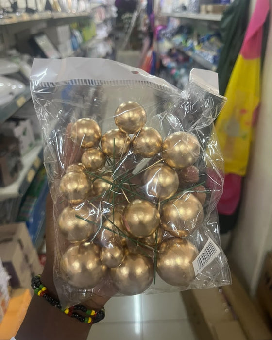 Metallic Gold Mini Ball Cake Toppers