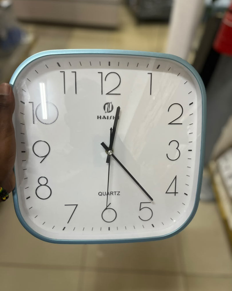 Haishi Square Quartz Wall Clock - Light Blue