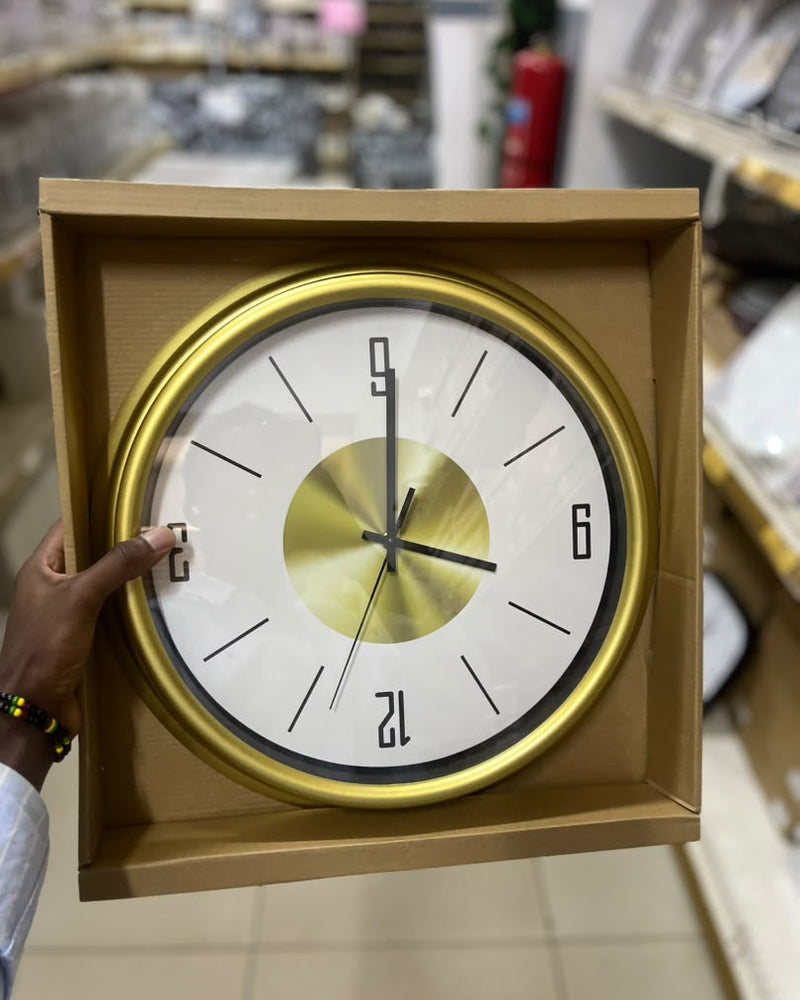 Modern Gold & White Round Analog Wall Clock