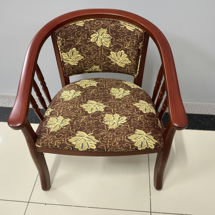 Leaf-Patterned Wooden Armchair