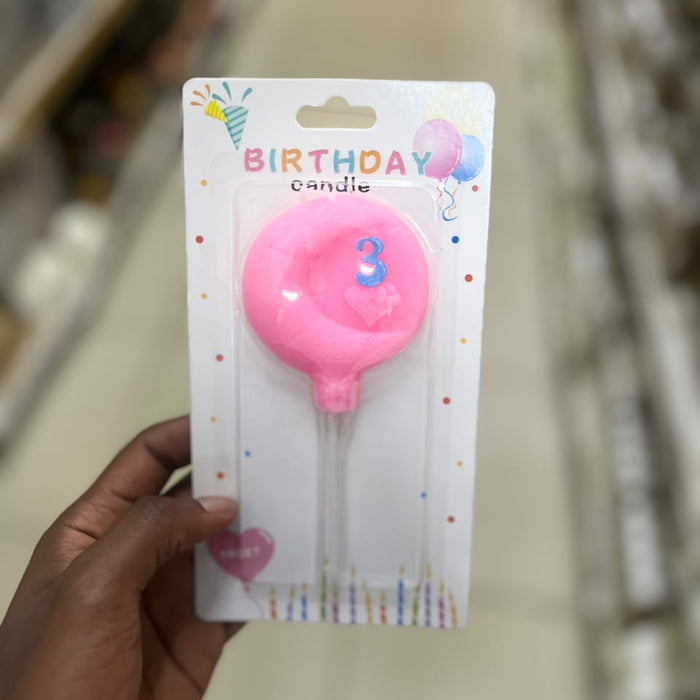 Lollipop Number 3 Birthday Candle
