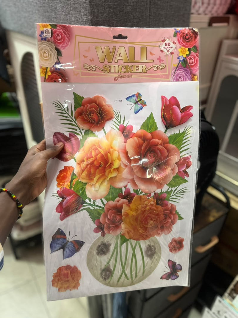 Floral Vase & Butterflies Wall Sticker