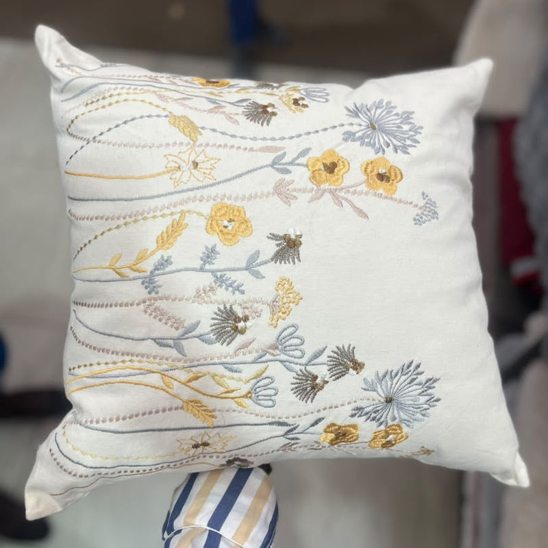Wildflower Embroidered Throw Pillow Cover