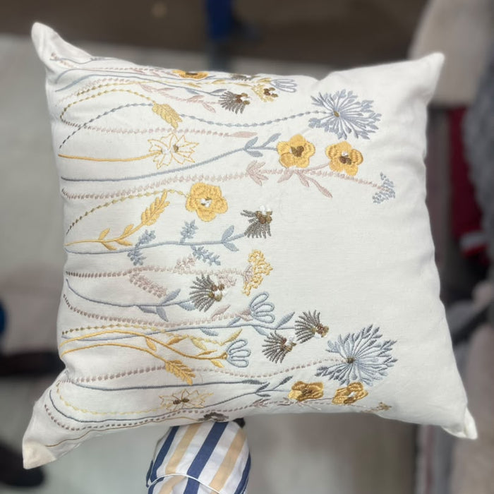 Wildflower Embroidered Throw Pillow Cover