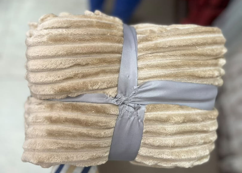 Ribbed Soft Fleece Throw Blanket