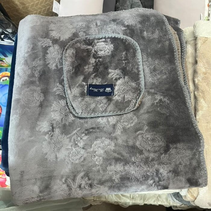 Embossed Floral Fleece Throw Blanket