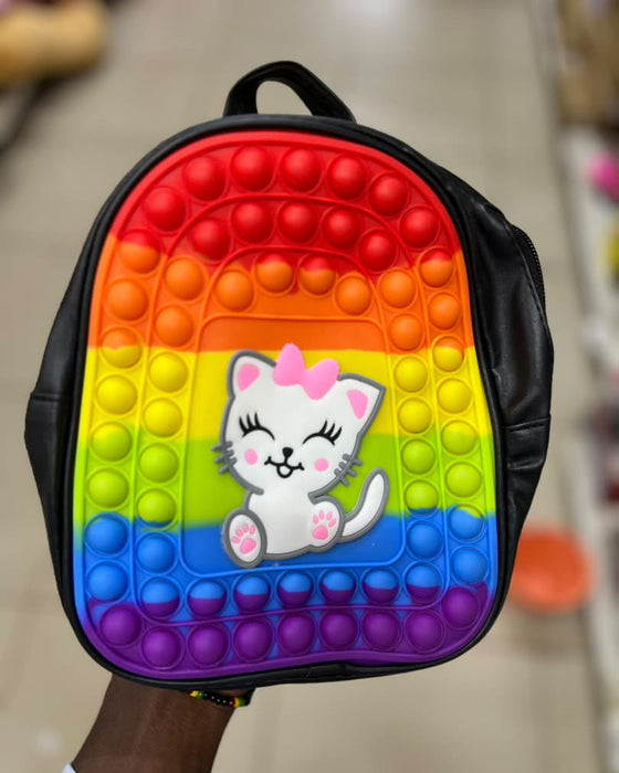 Kids Rainbow Pop It Kitty Backpack