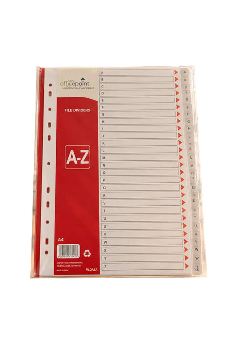 Office Point A-Z Plastic File Index  Dividers In  Binder Accessories (Model FILDAZA)