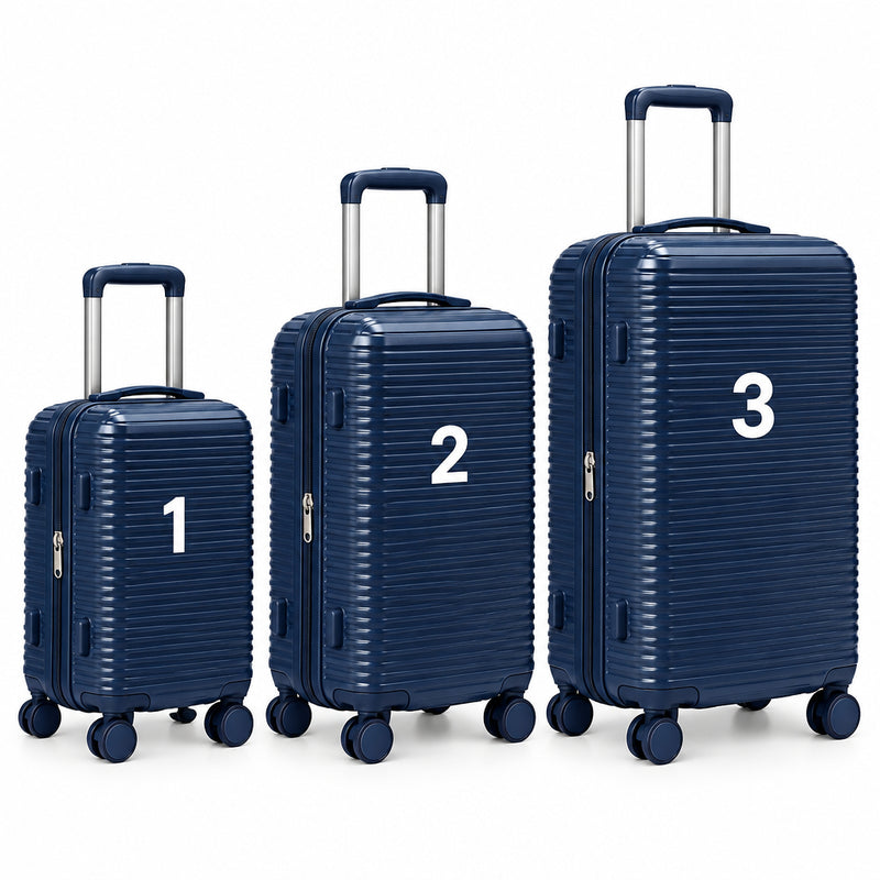 Travel Bag Suitcase Plastic Wrap Chic Roller(3-Piece Hard-Shell Luggage Set)