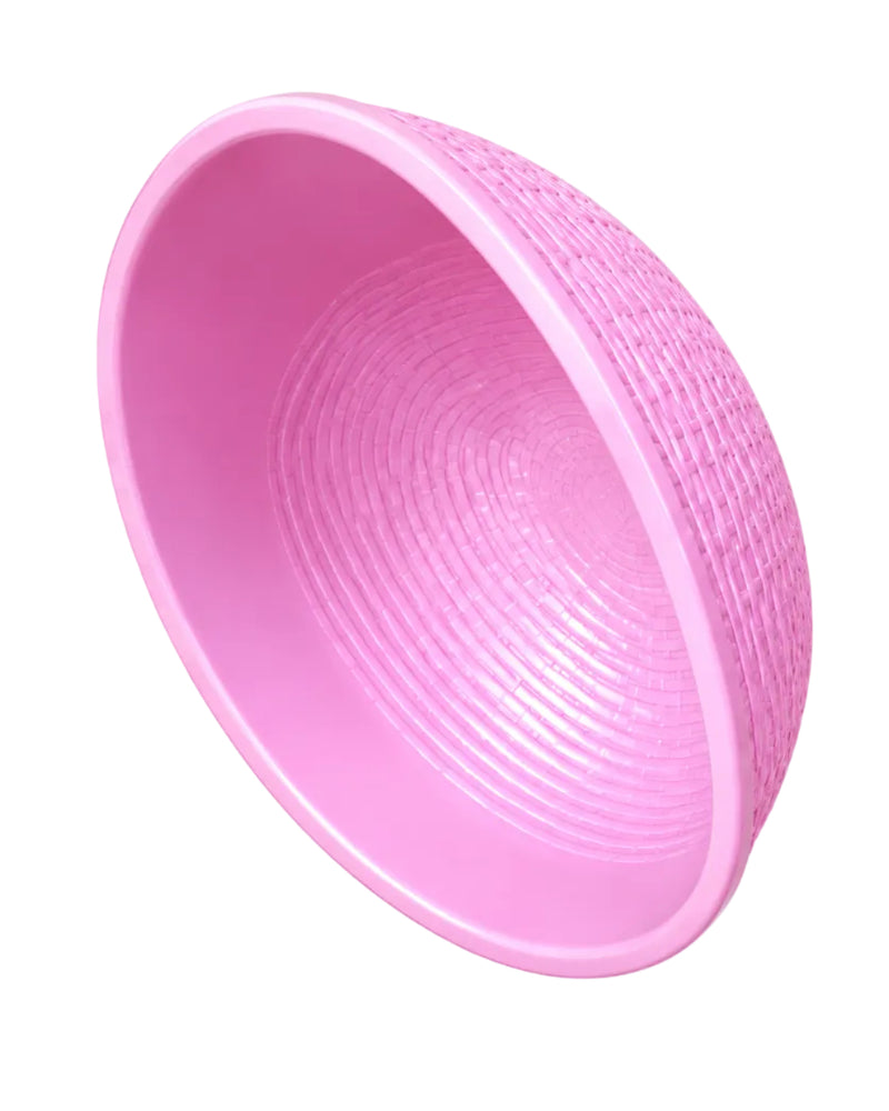 Small Pink Woven-Texture Plastic Basin