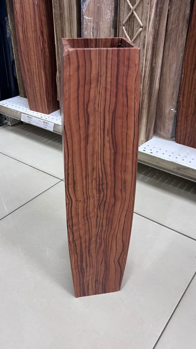 Wooden Pattern Square Tall Vase