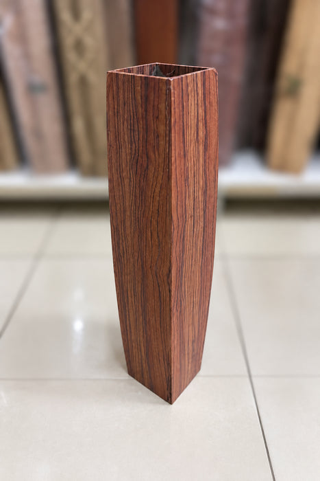 Wooden Pattern Square Tall Vase